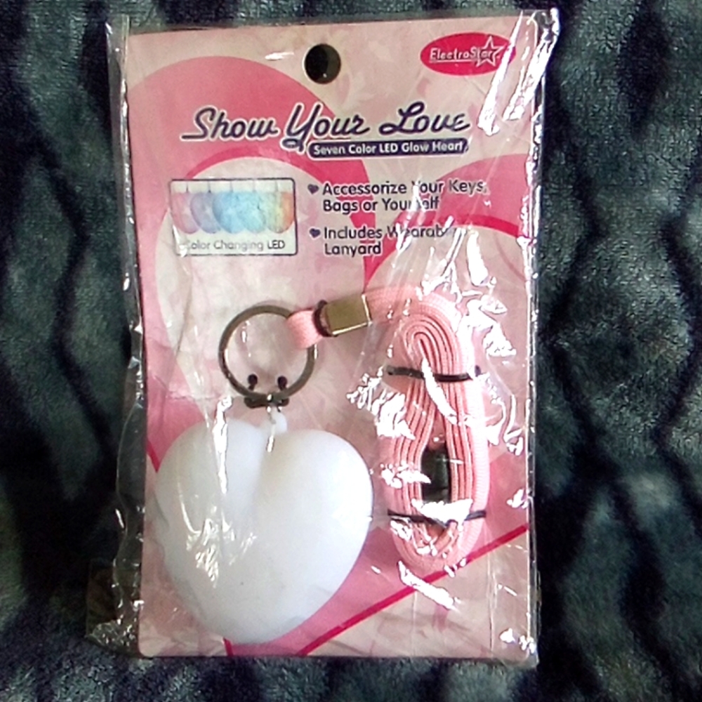 Pink and white glowing keychain